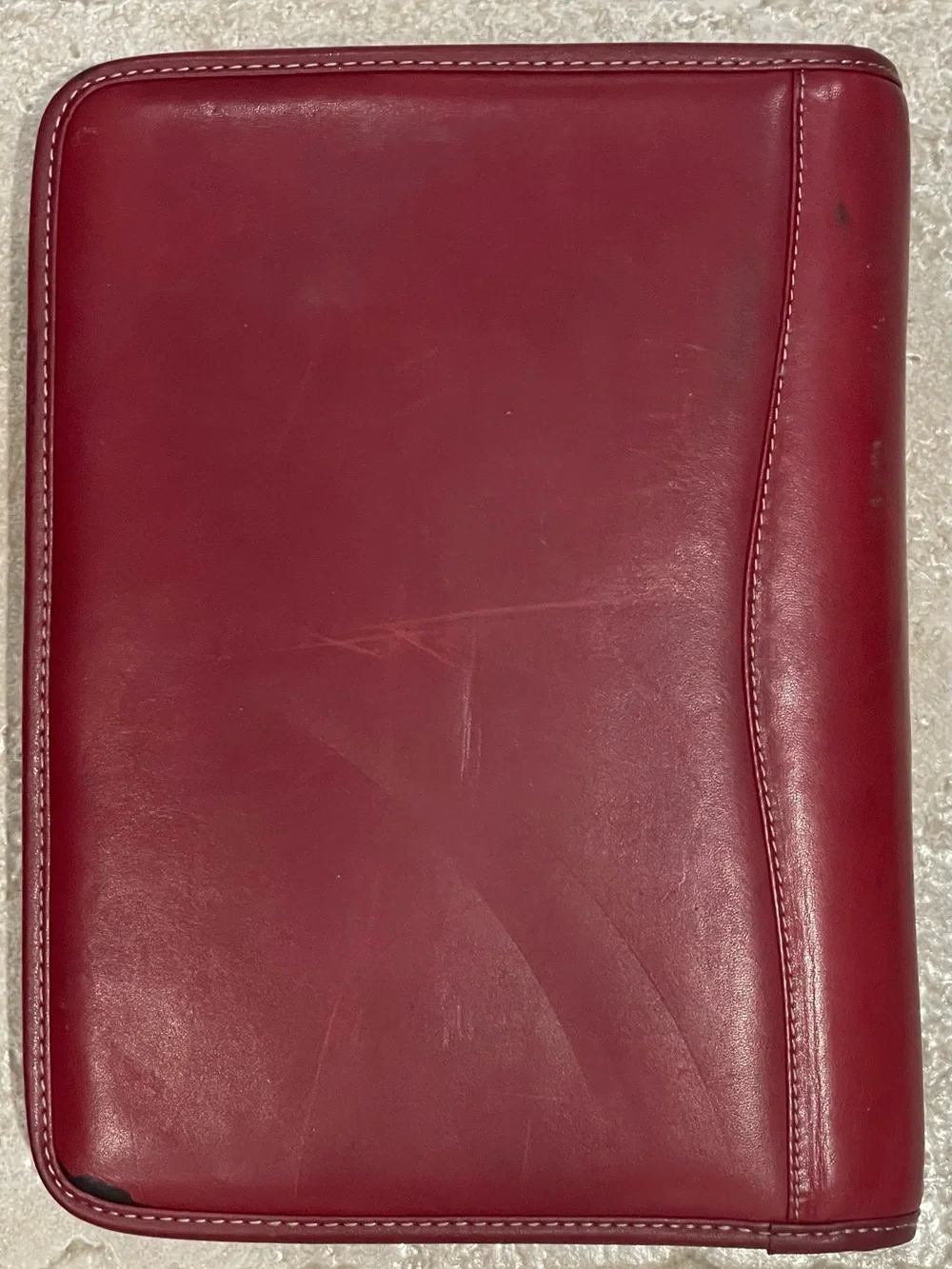 Franklin Covey Red Leather 7 1/2” Ring Planner Binder